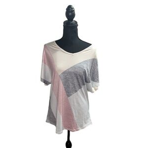 3/25$ (Mix)coeur de vague White Pink Gray Short Sleeve Rounded Neck S